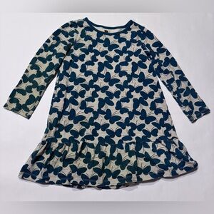 Tea Collection Ruffle Dress Long Sleeve Green Butterfly Size 7